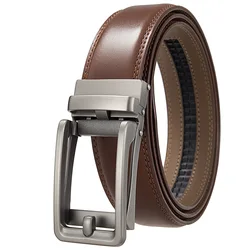 3.5cm Genuine Leather For Men's High Quality Buckle Jeans Cowskin Casual Belts Business Cowboy Waistband Automatic Buckle Strap