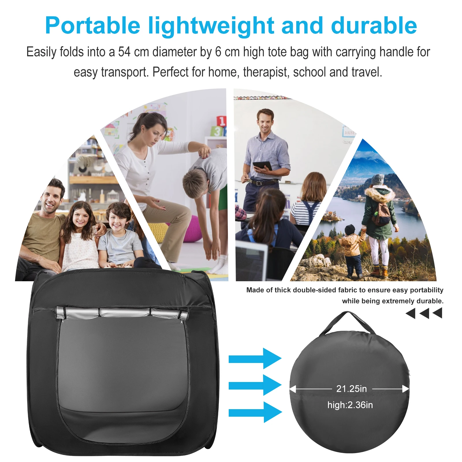 Sensory Tent for Kids 117x115cm, Pop-up Sensory Blackout Play Tent for for Children with Autism, ASD & ADHD with Advanced Silver Inner Lining with Carry Bag, DE Stock