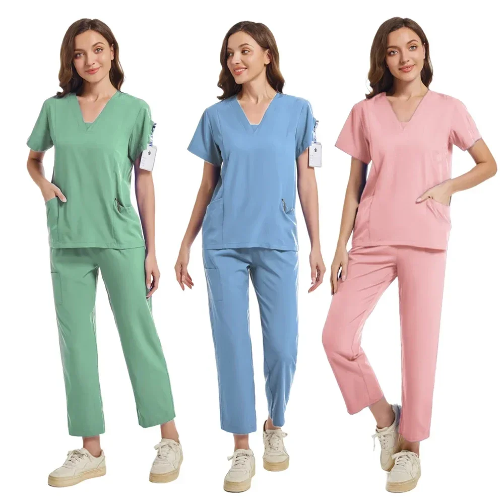 طقم سكرابز أعلى وسروال للممرضات ، زي جراحي ، سكرابز طبي ، ملابس عمل سبا ، صالون تجميل ، بدلة تمريض للطبيب ، ملحقات ممرضة