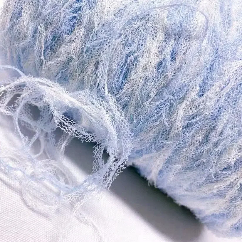 50g/Roll Gradient Color Lace Yarn Colorful Mesh Threads for Knitting Crochet Sweater Hat Bags Dolls DIY Sewing Accessories