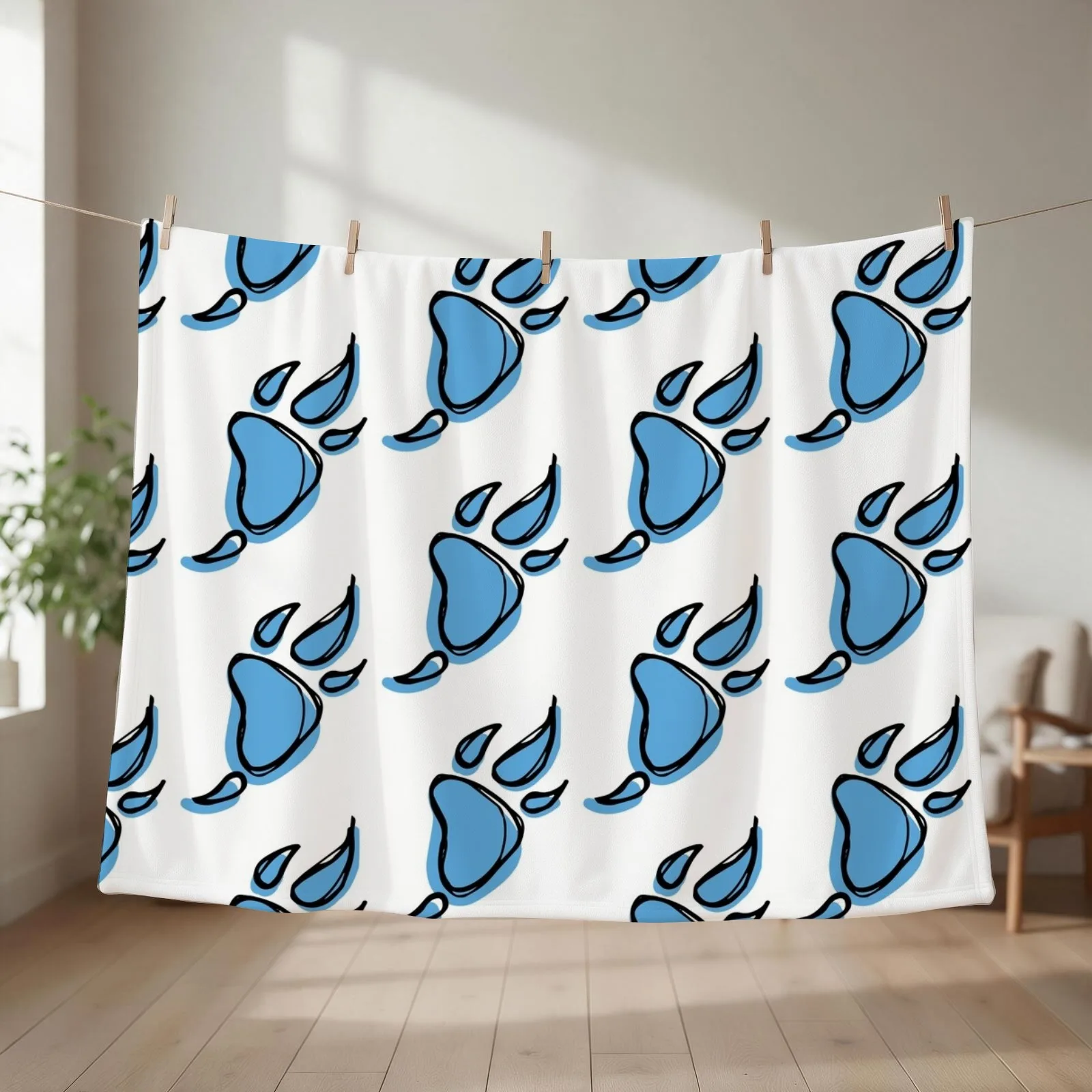 Dragon Footprint Drexel Dragons Sketch Watercolor Throw Blanket couch cozy soft plush fuzzy picnic outdoor blanket