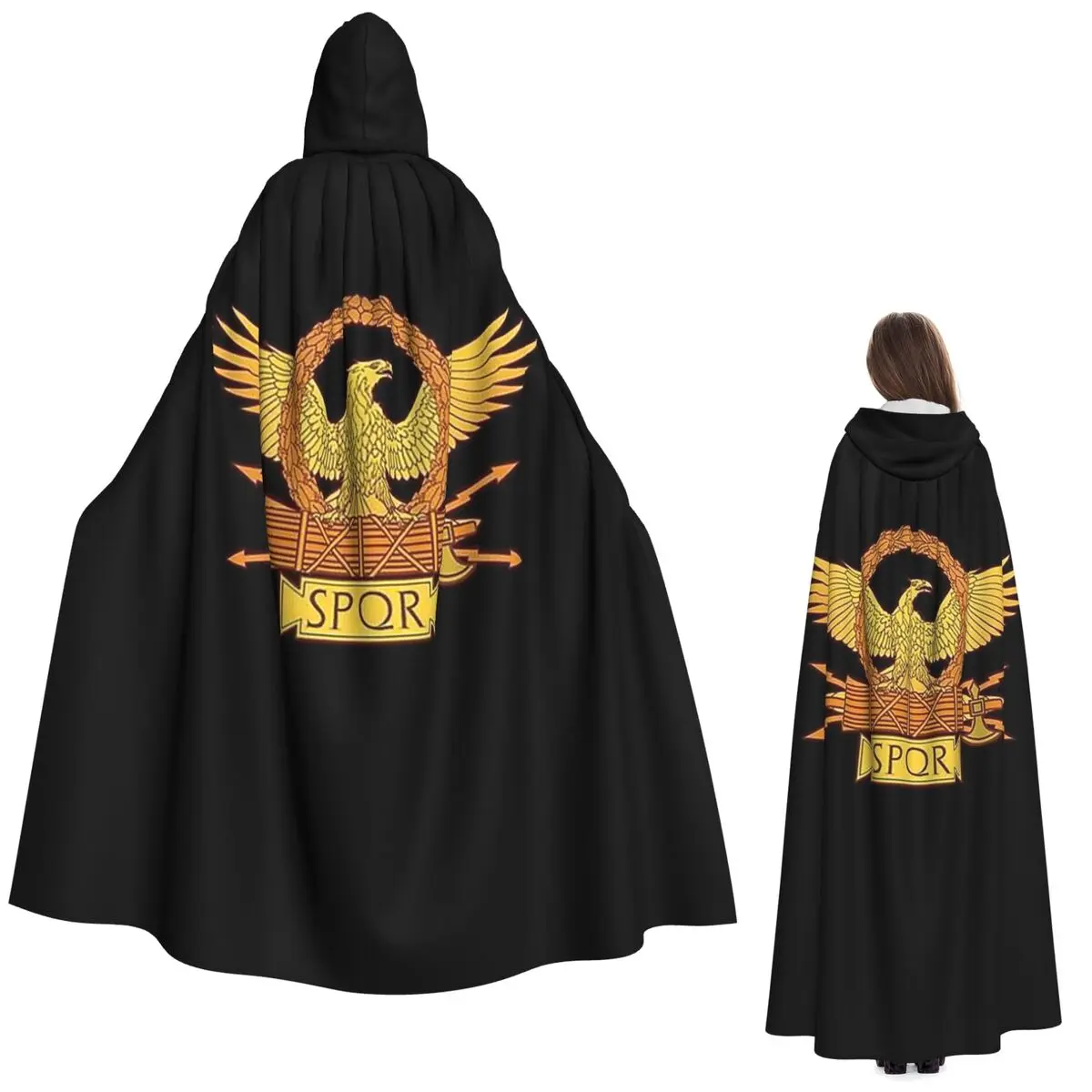 

Древний римский SPQR длинный плащ с капюшоном ведьма средневековый костюм косплей накидка Хэллоуин пальто для взрослых унисекс