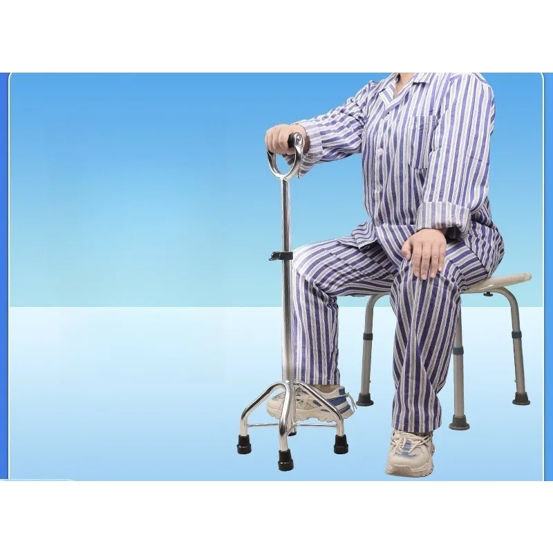 2026 New Aluminum Alloy Tall Four-Leg Cane Non-Slip Multi-Functional Adjustable Anti-Fall Household Walking Stick Tool