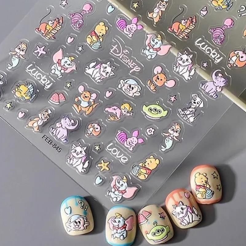 

Disney Cartoon Characters 3D Relief Nail Sticker Cute Marie Dumbo Sticker Girl Diy Self Adhesive Manicure Decoration Friend Gift