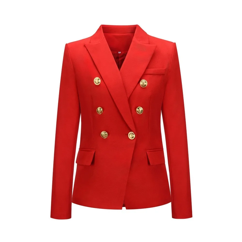 Blazer scozzese invernale donna 2024 giacca Blazer bianca sottile giacca e cappotto inglese con bottoni a leone in metallo doppiopetto femminile