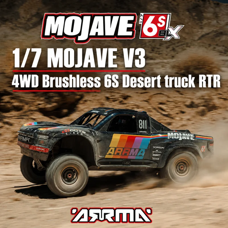 ARRMA 1/7 MOJAVE V3 Fully Updated 6S 96KM/H 4WD Brushless Waterproof Advanced player RC Electric Desert Short Course Truck RTR