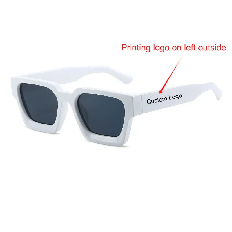 

Custom Your Logo Sunglasses Thick Frame White Frame Shades Men Women Fashion Summer Sun Glasses for gift dropshipping