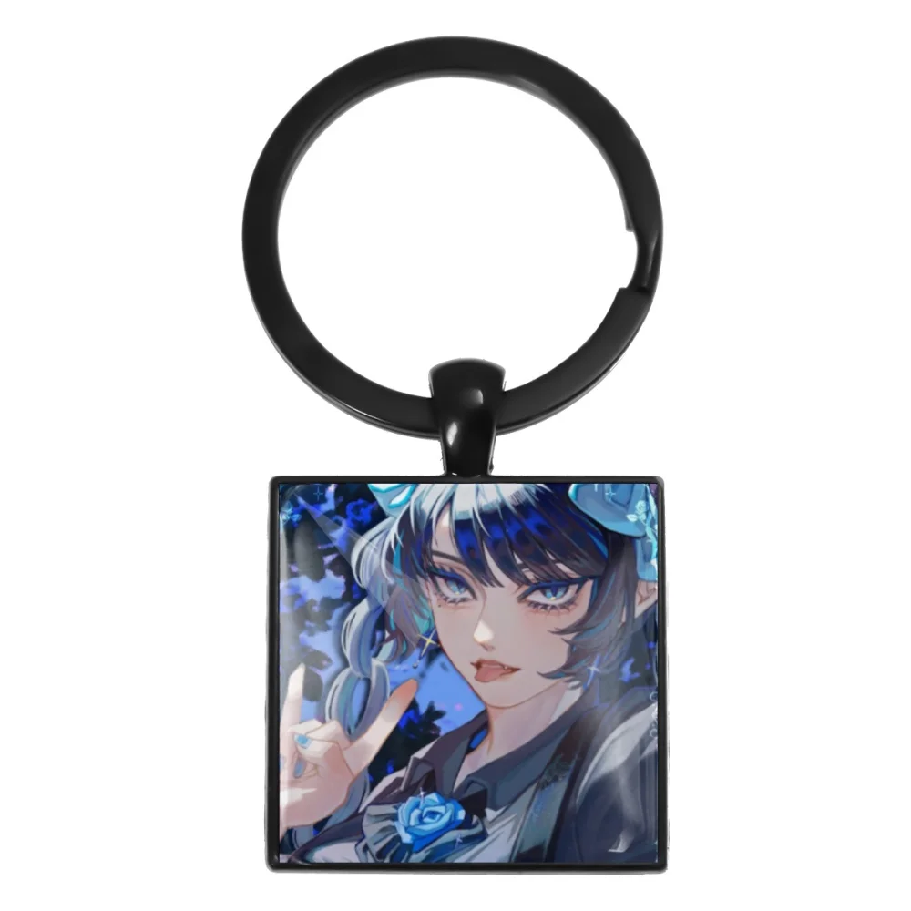 Ado Kyogen X Uta I Love Ado 25mm Handmade Keychain Glass Square Pendant Keychain Collection Charm Jewelry Fans Gift