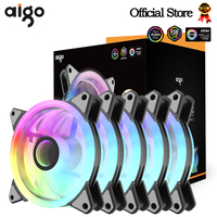 Aigo AF12 Computer Case Fan Ventilador PC 120mm Rgb Fan Kit Double Halo Infinite Space 4pin PWM Argb 12cm CPU Cooling Fan