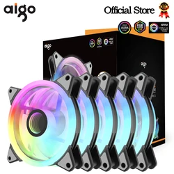 Aigo AF12 Computer Case Fan Ventilador PC 120mm Rgb Fan Kit Double Halo Infinite Space 4pin PWM Argb 12cm CPU Cooling Fan