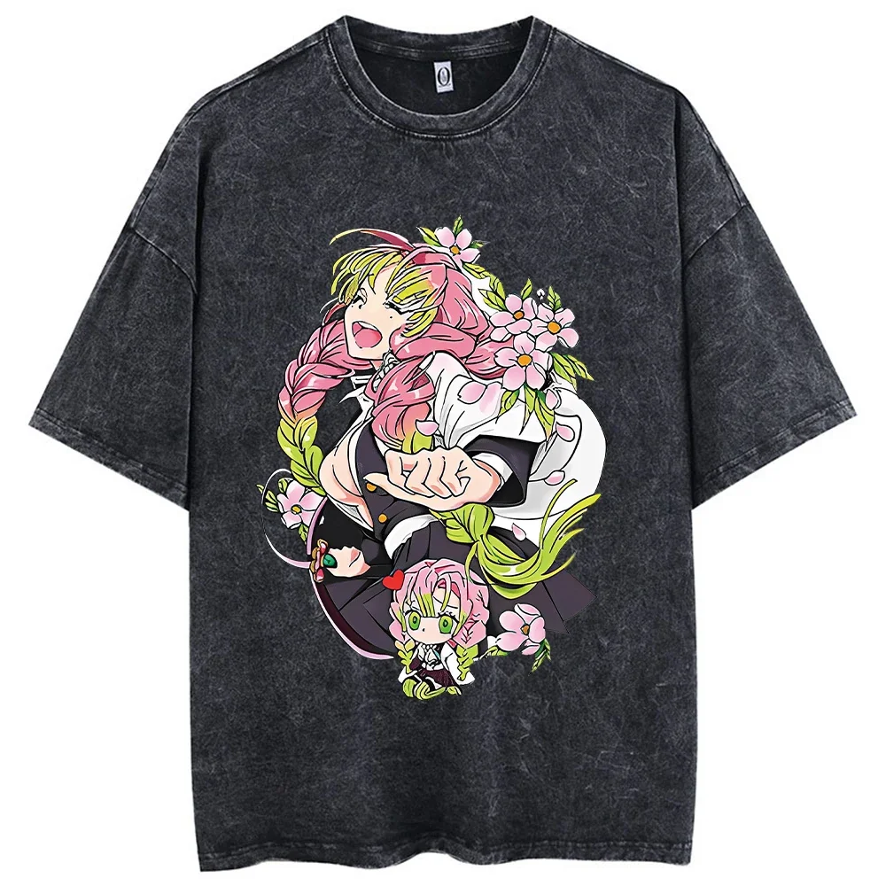 2026 Nieuwe Hot Anime Gedrukt Zuur Gewassen T-shirt 100% Katoen Streetwear Tops Vintage Manga Fashion Oversized Tees Unisex