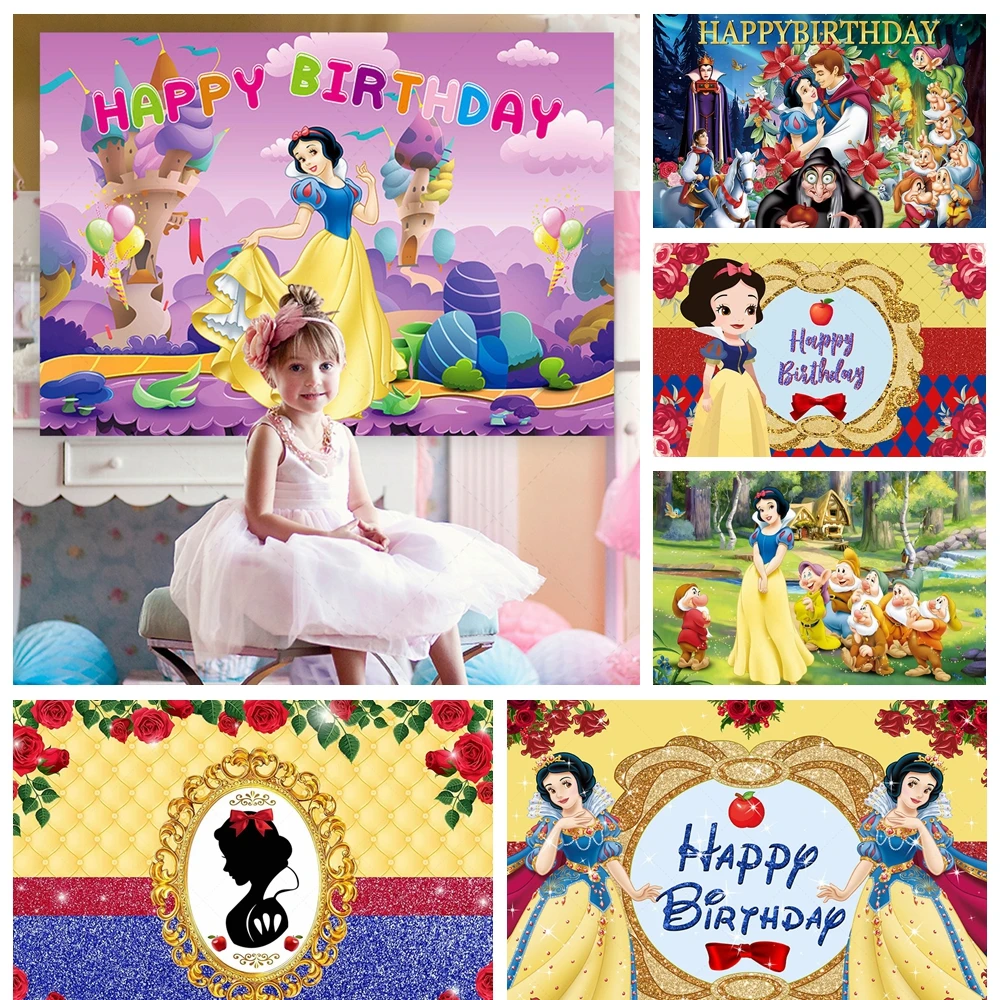 

Disney Princess Birthday Party Decoration Backdrop Kids Baby Shower Banner Cute Girls Room Decoration Custom Background Pops