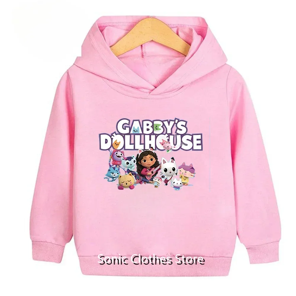 Gabby Dollhouses Children Hoodies Sweatshirt Cartoon Anime Winter Oversized Sportswear Clothes Kids Birthday Cute Fashion Gifts