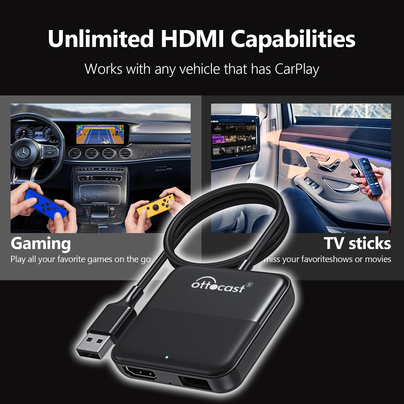 오토캐스트 익스프레스 무선 CarPlay 안드로이드 오토 어댑터 HDMI 멀티미디어 비디오 컨버터 TV 스틱 TV 박스 차량용 TV 메이트 썸네일 3