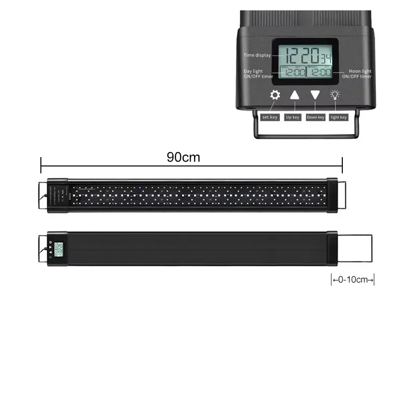 High Quality IP68 Waterproof 90cm 48W 5050 + 2835 Light Emitting Diode Aquarium Lighting with Built-in Sea Fish and Plant Timers