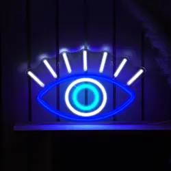 Blue White Evil Eye Neon Sign LED Neon Light Sign for Christmas Gifts Bedroom, Living Room, Kids Room, Wedding Decoration