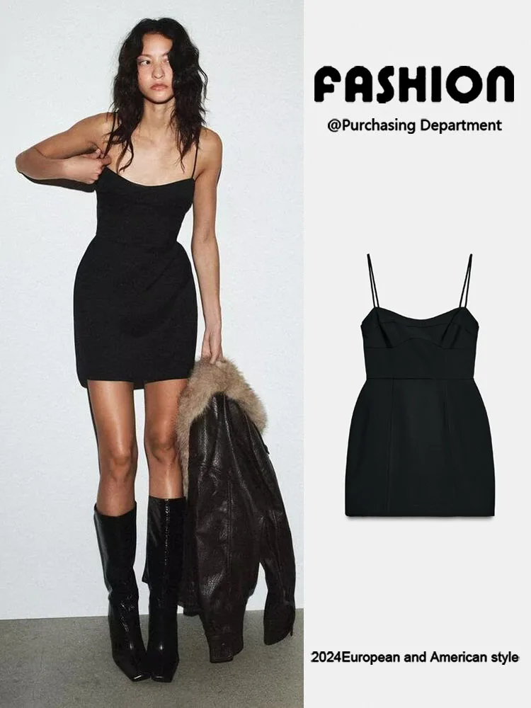 

Spring New Arrival ZA2026 Women's Fashionable Slimming Sexy Strap Short Dress 9233230 800 Ethnic Stage Costume Short Dress