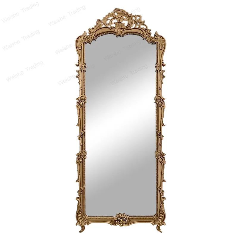 

French retro floor-to-ceiling dressing American home entrance European carved full body wall hanging fitting mirror