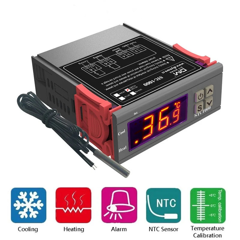【セール中】STC 1000 12V 24V 220V デジタル温度コントローラーサーモスタットサーモレギュレーターインキュベーターリレー LED 10A 加熱冷却 STC-1000