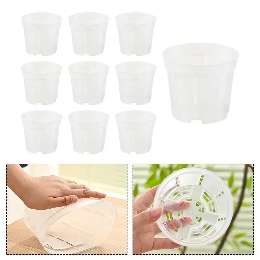 Breathable Plastic Pot Root Control Pot 13*11cm Sturdy PP Resin Versatile For Orchids 10 Piece Set For Dendrobium