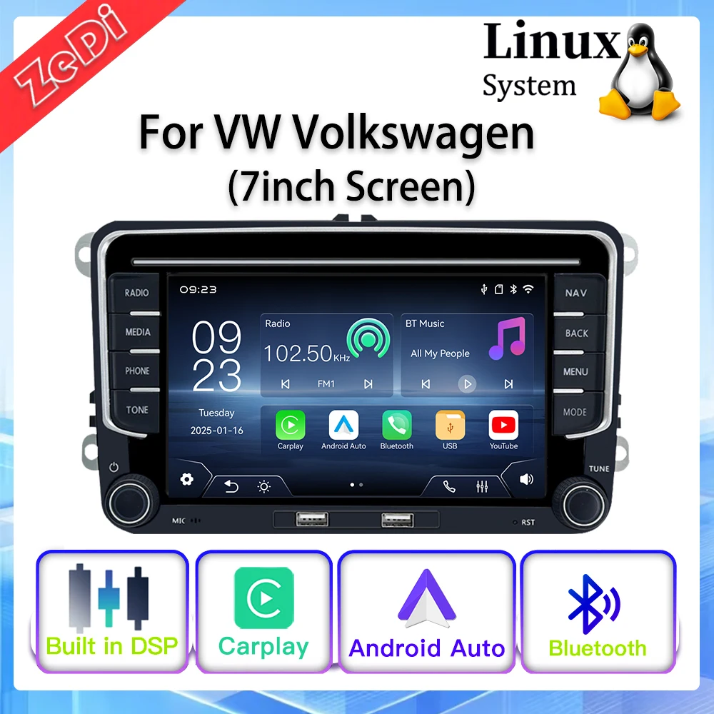 

For VW Volkswagen(7inch Screen)New Linux System Wireless CarPlay Auto Bluetooth Video Multimedia Players Cameras