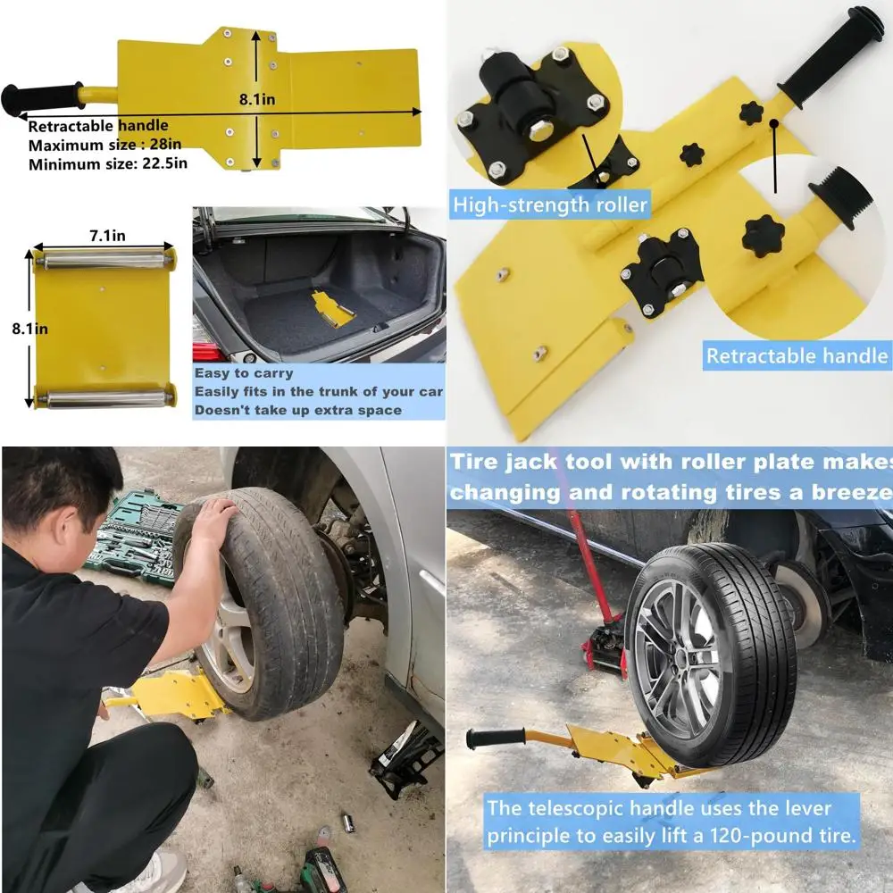

Portable tire Lifting Tool & Tire Jack Tool - Retractable Handle Tire Mounting Aid with Rollers - Effortless Car, Truck, SUV Tir