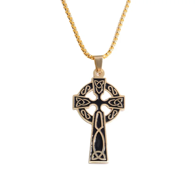 New Stainless Steel Celtic Cross Pendant Necklace Men Women Fashion Trend Charm Lucky Charms Jewelry Gifts