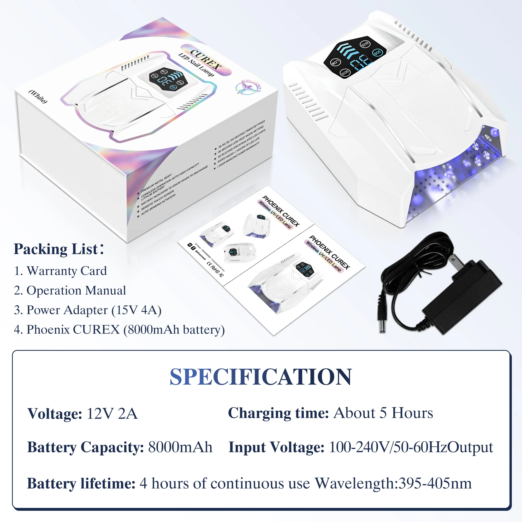 LAMWO Lampada per unghie wireless Forniture per unghie Attrezzatura professionale per unghie ad alta potenza Lampada a LED UV Essiccatore per gel leggero per manicure