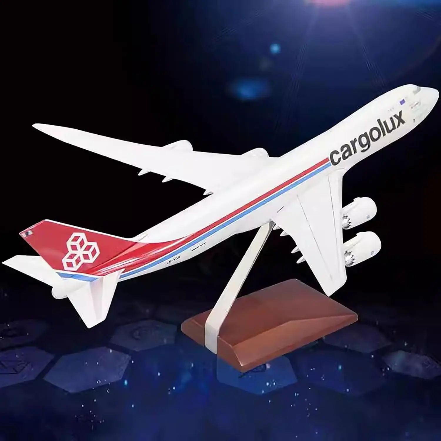 

B747-8F Luxembourg Cargo Airlines 47cm Aircraft Diecast Resin Model Airplane With Wheel & Base Room Decor Collection Display