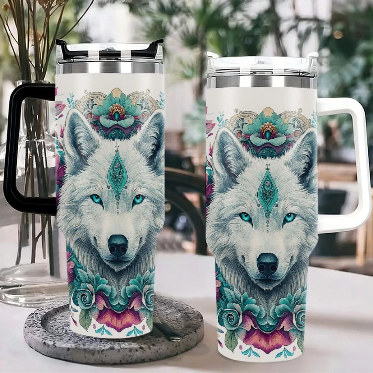 1pc of a 40Oz Car Cup Featuring a Second-Generation Handle And a Third-Generation Locking Cap, Designed for Large Capacity. It Comes with a Lid, Straw, And Handle, Making It Reusable And Perfect for Coffee, Tea