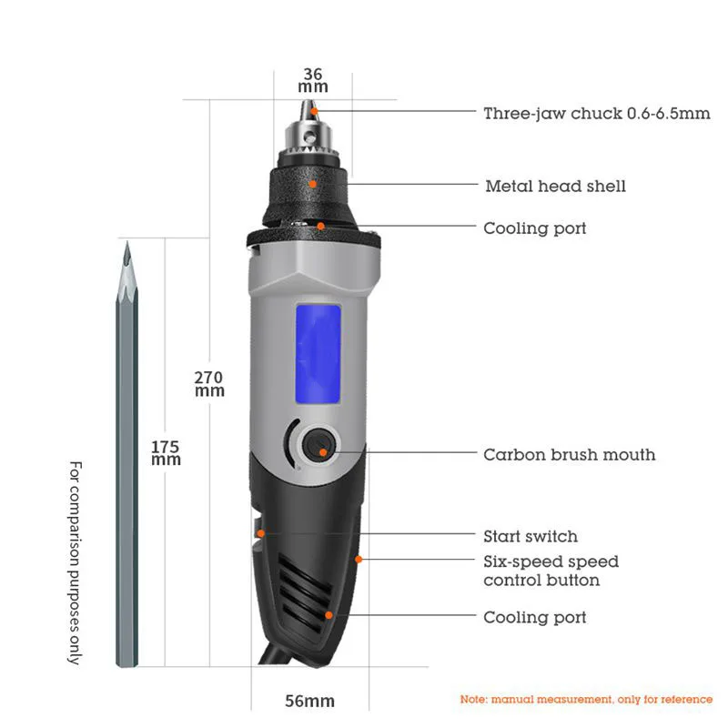 400W Electric Drill Set Mini Engraver Rotary Tool Mini Drill 6 Position Rotary Tool 6mm Speed Regulating Chuck Grinding Machine