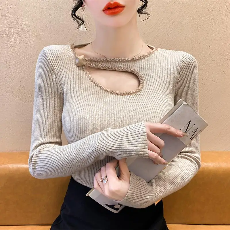 

Korean Style Slim Stretch Sweater for Women Autumn New Fashion Inner Layering Shirt