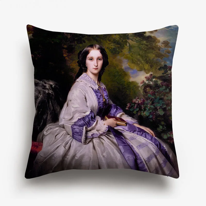 European Royal Court Woman Lady Portrait Painting Cushion Cover Decorative Pillows For Sofa Home Decoration 45X45cm view 6