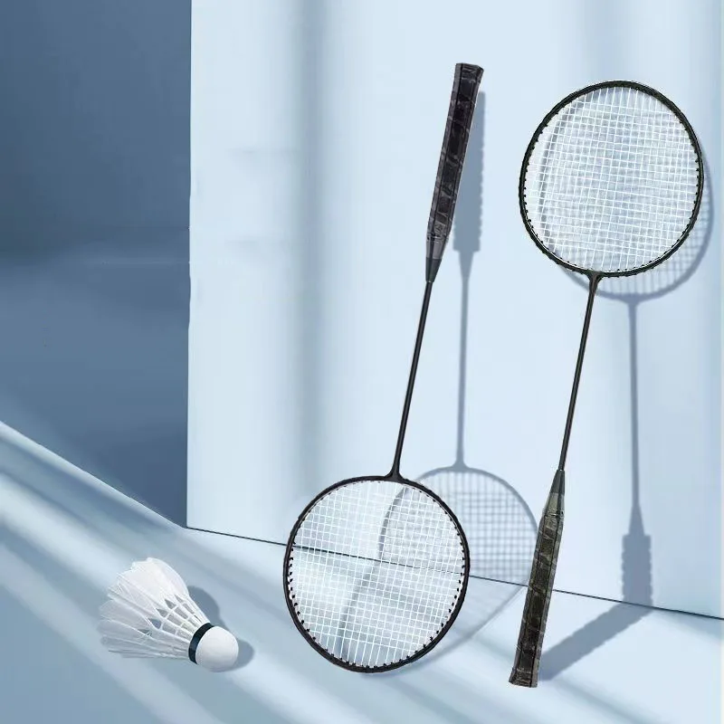1 Set (2 Rackets + 3 Balls + 1 Storage Bag) Black Integrated Badminton Racket, Durable for Beginners, Iron Alloy Offensive Badminton Racket, Sports Nylon Mesh Double Racket