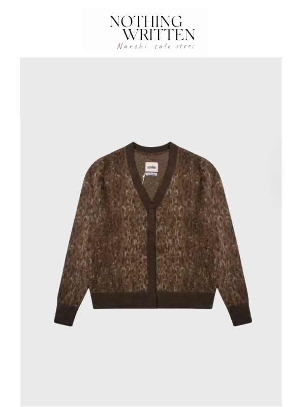 

Nothing Written Narchi Women's Long Sve Knitted Cardigan Leopard Print Camere Open Front Sweater Autumn Faion Ladies' ...