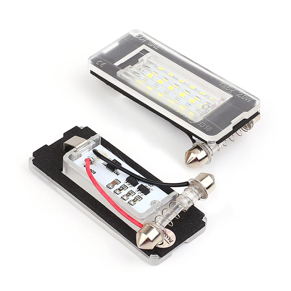 2PCS LED License Plate Lights Canbus For Mini Cooper R56 2007-2013 R57 2009-up R58 R59 11-up OEM:51132756227 Number Plate Lamps