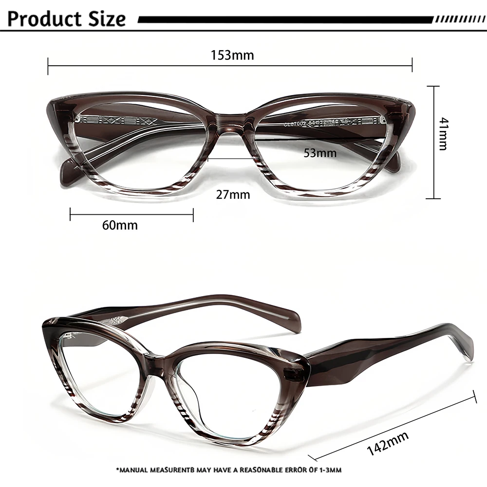 CATERSIDE Punk إطارات النظارات البصرية النسائية على شكل معبد الموضة نصائح تصميم النظارات رجل نظارات طبية مخصصة #6
