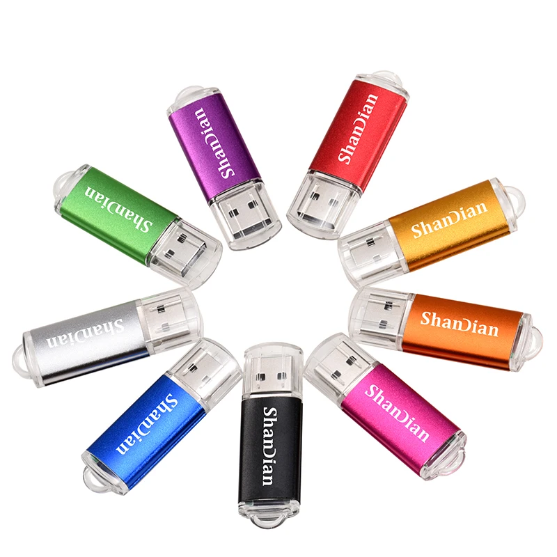 Shandian ไมโคร USB สีดำ2.0แฟลชไดร์ฟ128GB ฟรีพวงกุญแจไดรฟ์64GB pendrive 32GB กันน้ำ16GB แฟลชไดร์ฟ8GB