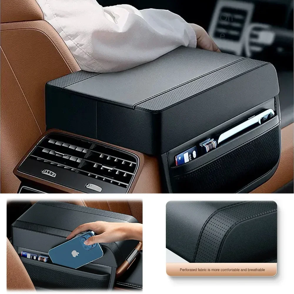 Car Armrest Box Booster Pad With Pocket Central Memory Foam Elbow Rest Armrest Pad Car Universal Interior Armrest Storage Box