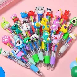 20Pcs/Lot Cute Cartoon Mini 4Colors Ballpoint Pen Kawaii Animal Bunny Cat Multicolor Press Pens for Writing Kids Gift Stationery