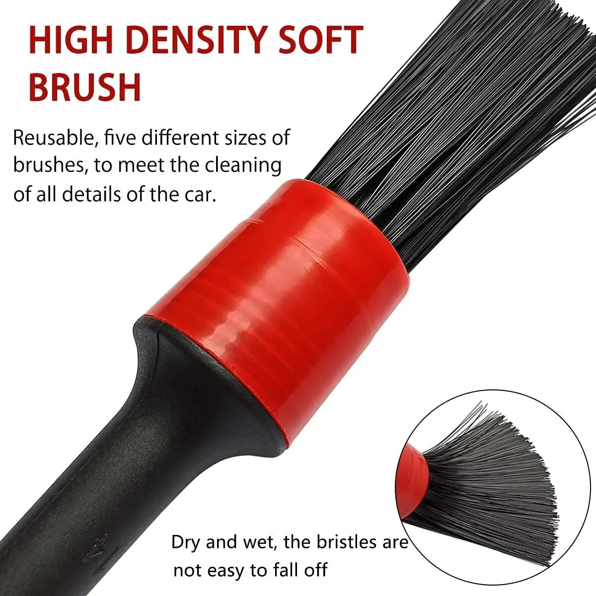 5PCS Car Detailing Brush Set Premium Fiber Multifunction Cleaning Brush For Cleaning Wheels Engine Interior Air Vents Wash Kit