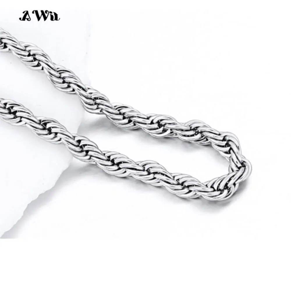 AWit 2022 Fashion Rope Chain Necklace Men Temperament 3mm Width Stainless Steel Chain Necklace For Men Jewelry Gift