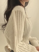Loose Vintage Harajuku Lantern Long Sleeve Women Sweater Korean Autumn Winter Knitwear Soft Warm Tops Chic Solid Femme Sweater 3