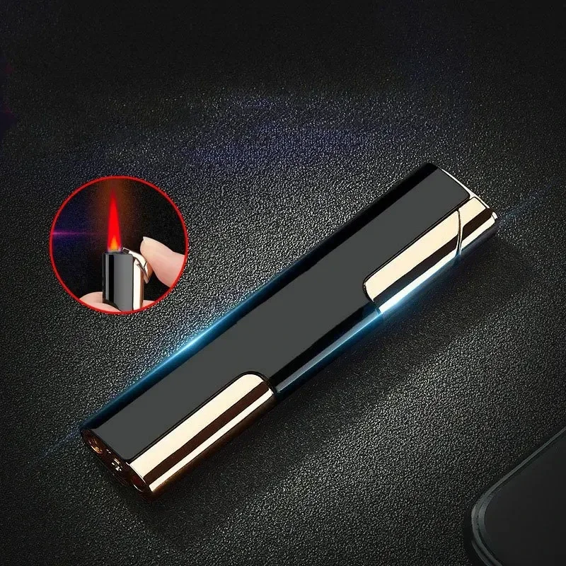 Cool Butane Windproof Metal Lighter Simple Portable Lighter Cigarette Cigar Accessories Men\'s Gift Outdoor Camping Tool