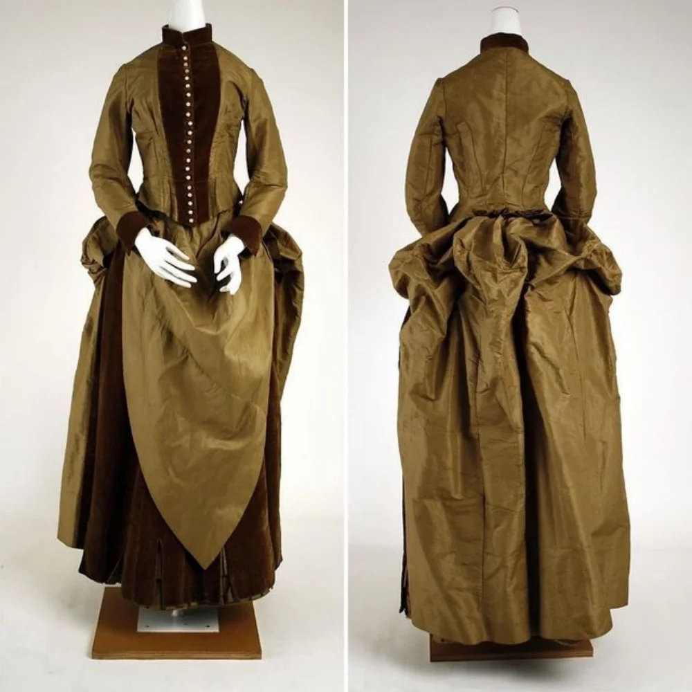 

1880s Afternoon Walking Costume Victorian Edwardian Duchess Gothic Bustle Dress Renaissance Royal Princess Rococo Ball Gown
