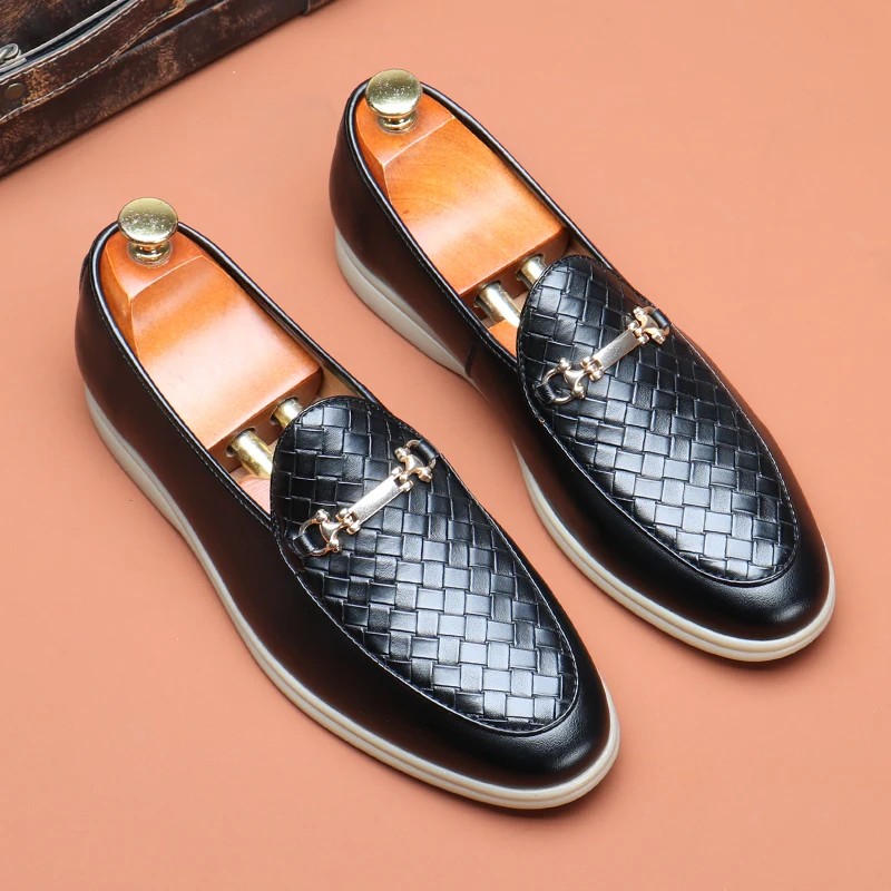 

Fashion Mens Casual Leather Shoes Fashion Horsebit Loafers Moccasins Party Wedding Shoes for Men Light Comfortable Driving Flats