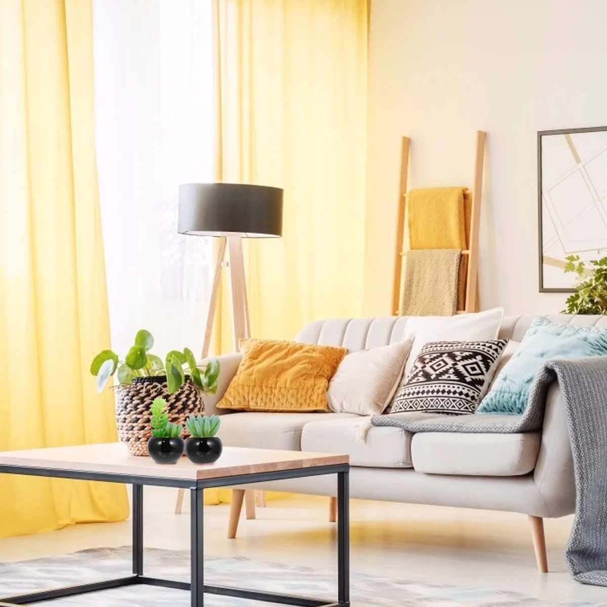 

4Pcs Mini Potted Bonsai Artificial Succulent Desktop Decor Realistic Look Vibrant Color No Watering Needed Home Gift