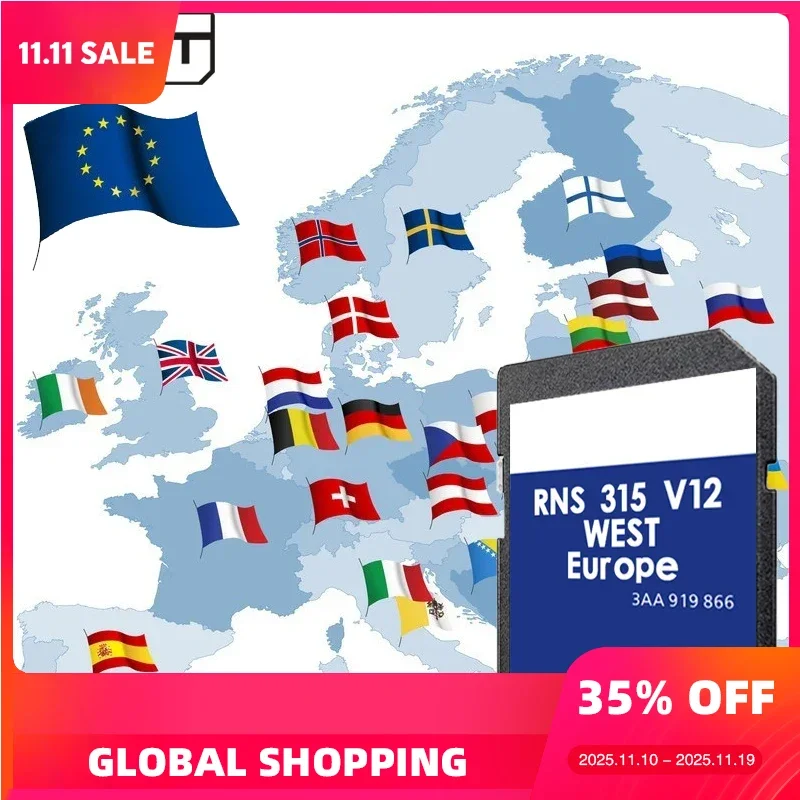 

8GB Memory Card for VW RNS 315 Car GPS Navigation 3AA 919 866 Plus Map SD Europen West Navi Card SMIOST One Day Shipping