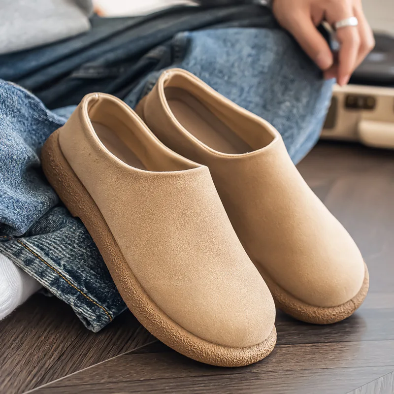 Men's new retro comfortable suede casual shoes  fashionable and lazy Boken shoes for men