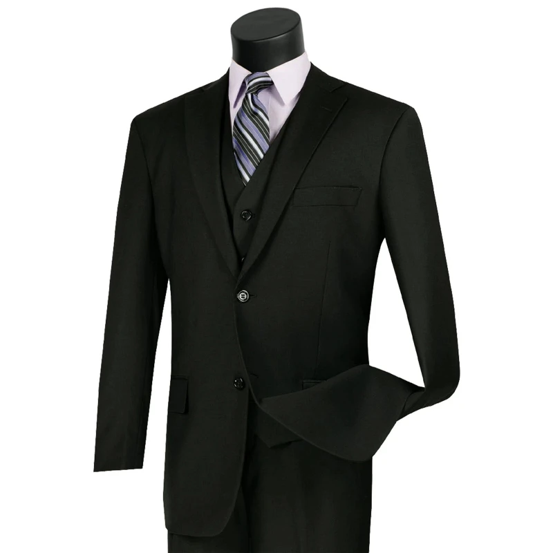 

Men's Suit Black 3-piece 2-button Classic-slim Fit Suit The Best Gift For Male Friends